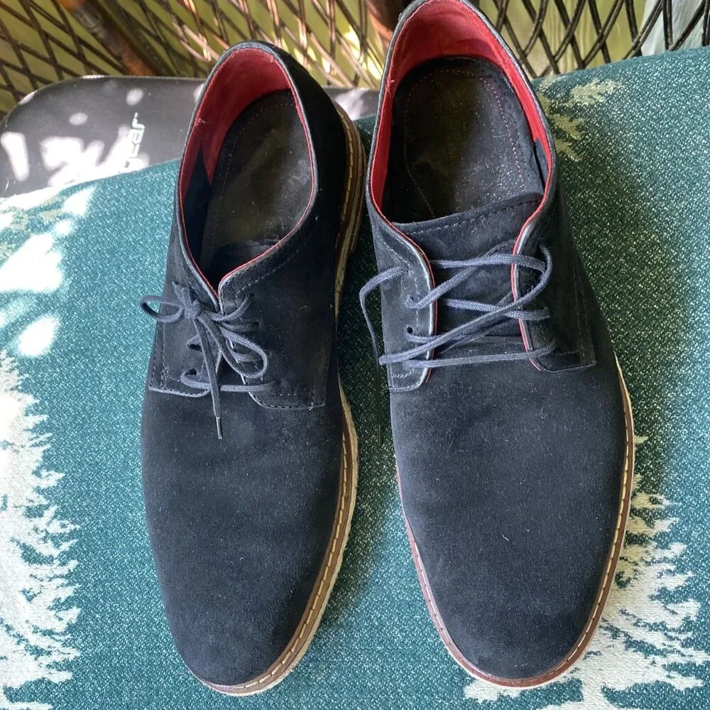 11.5 M Men's Cole Rood & Haan Suede Espradille Lace Up Black Shoes